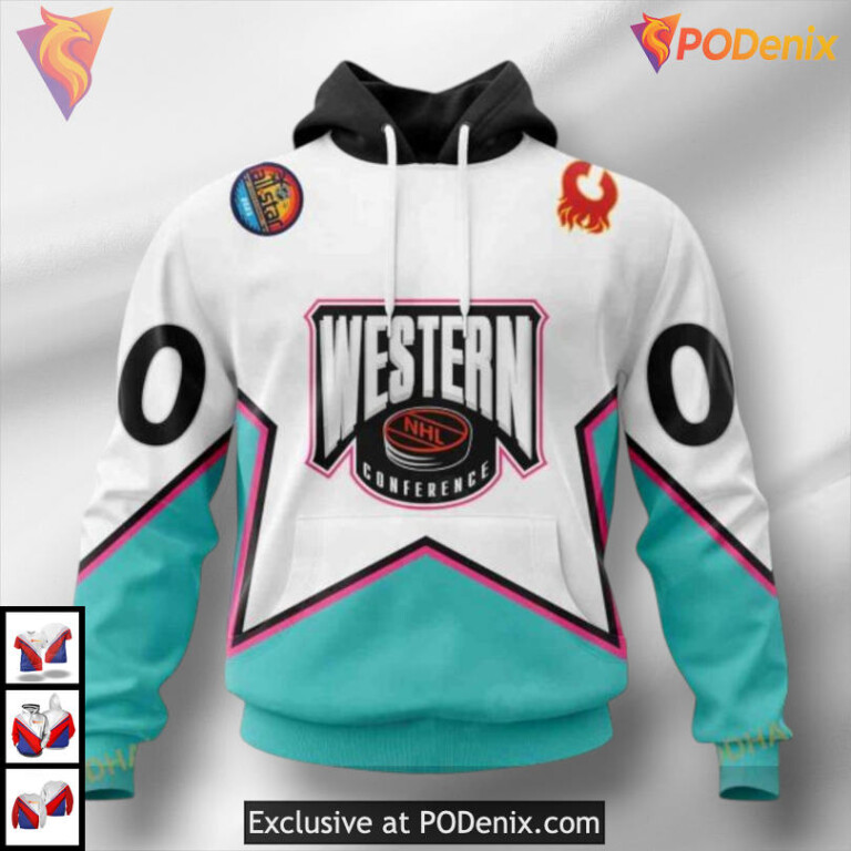 All-Star Western Conference 2025 Calgary Flames Christmas Hoodie 3D Design - 2