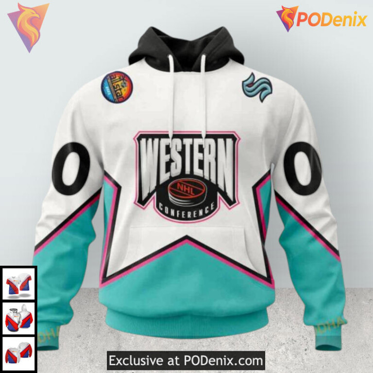 All Star Western Conference 2025 Custom Seattle Kraken Youth Hoodie 3D