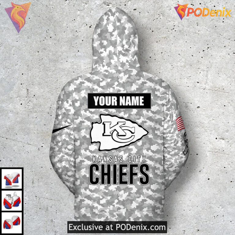 Arctic Camo Salute To Service Kc Chiefs Youth Hoodie Military Appreciation 3D - 3