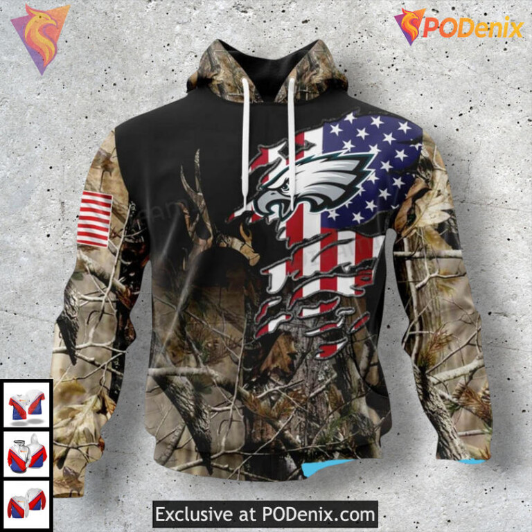 Army Camo USA Tribute Custom Philadelphia Eagles Hoodies Military Gift Edition