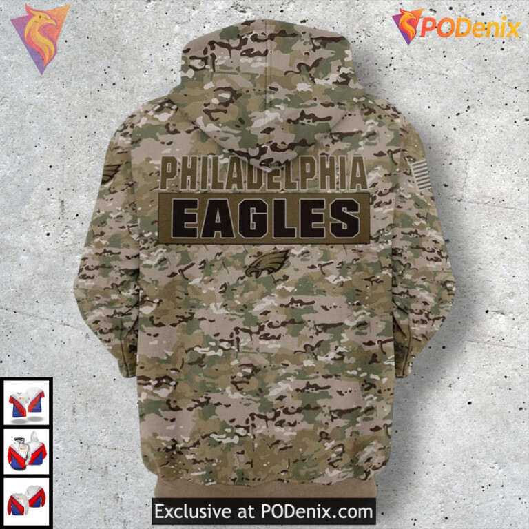 Army Graphic Football Theme Philadelphia Eagles Vintage Hoodie Pullover Apparel - 1