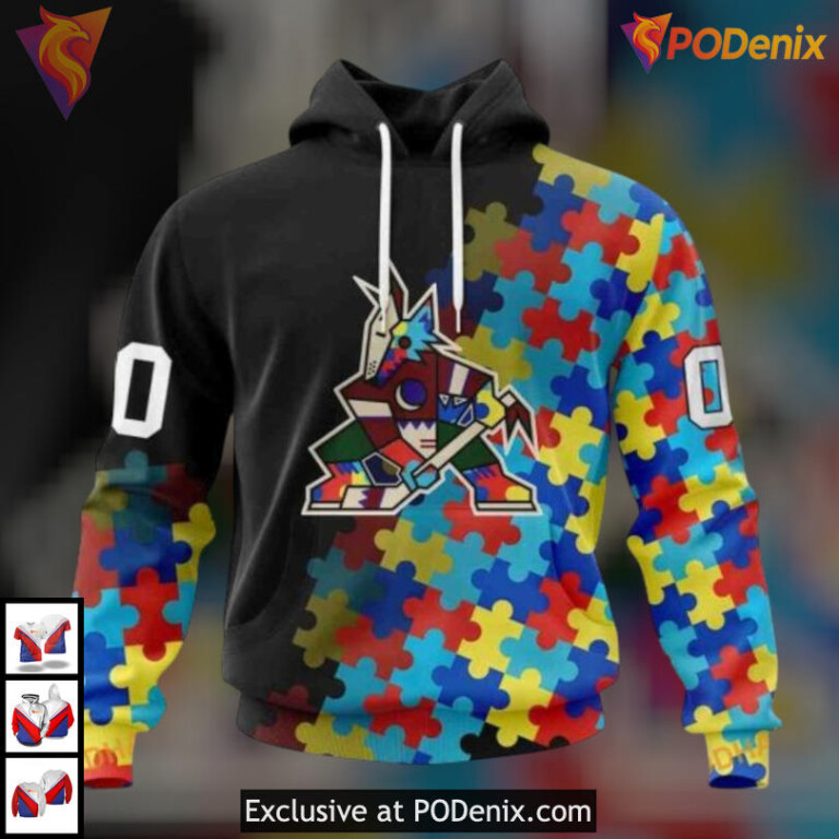 Autism Awareness Black Edition Arizona Coyotes Sweatshirt Hoodie Custom Design