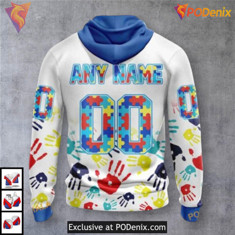 Name and Number Autism Design Winnipeg Jets Holiday Hoodie Custom 3D Apparel - 1