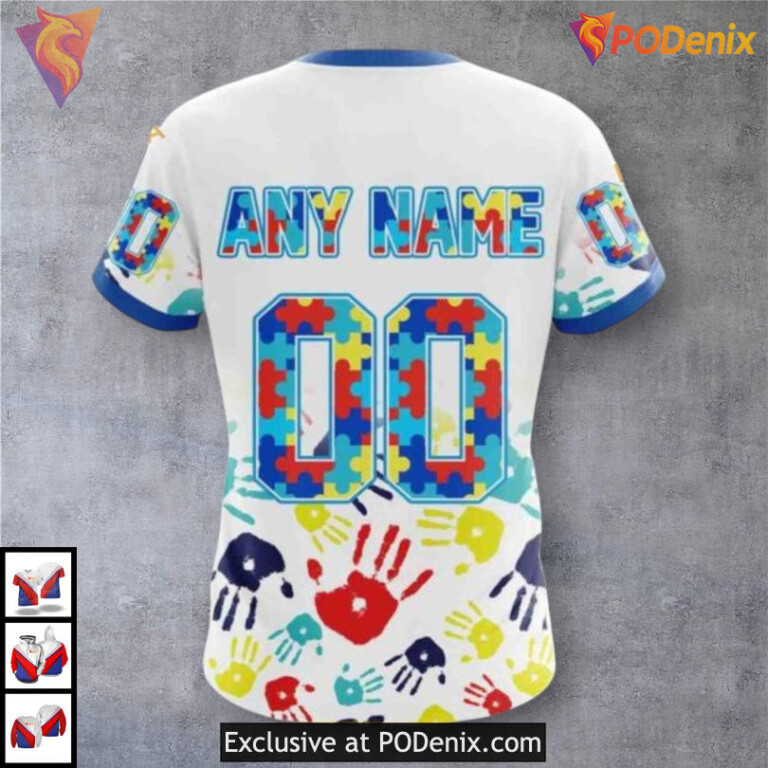 Name and Number Autism Design Winnipeg Jets Holiday Hoodie Custom 3D Apparel - 3