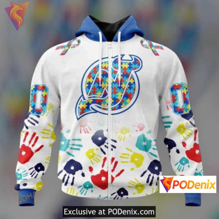 Autism Awareness Concept New Jersey Devils Winter Hoodie Custom Design - 1