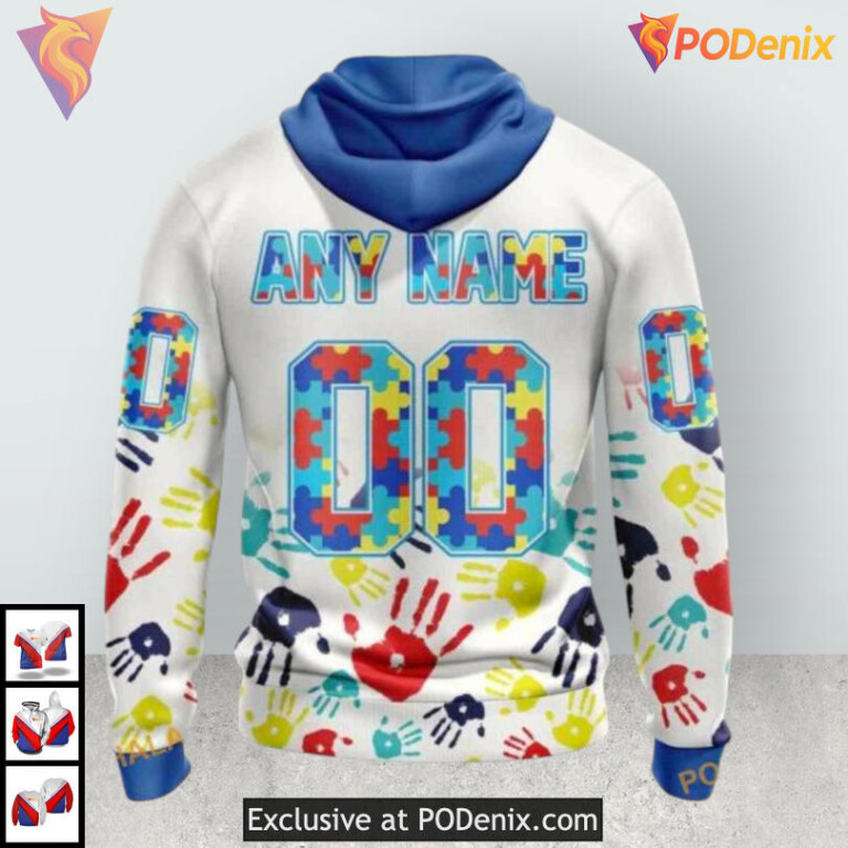 Autism Awareness Design Custom Calgary Flames Winter Hoodie for Supporters - 1