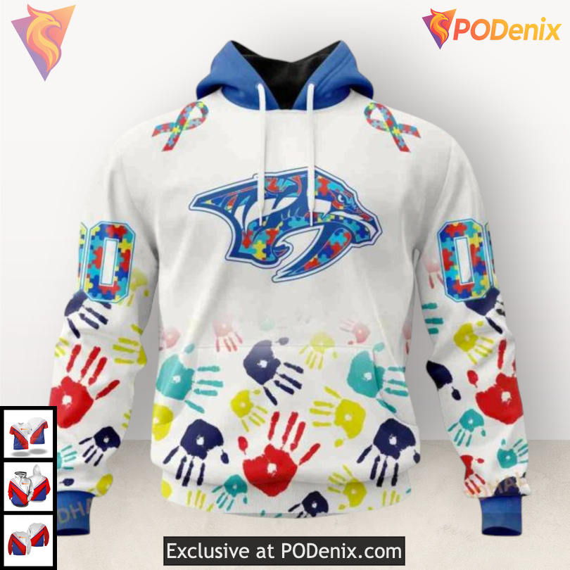 Autism Awareness Design Custom Nashville Predators Mens Hoodie Sweatshirt 3D