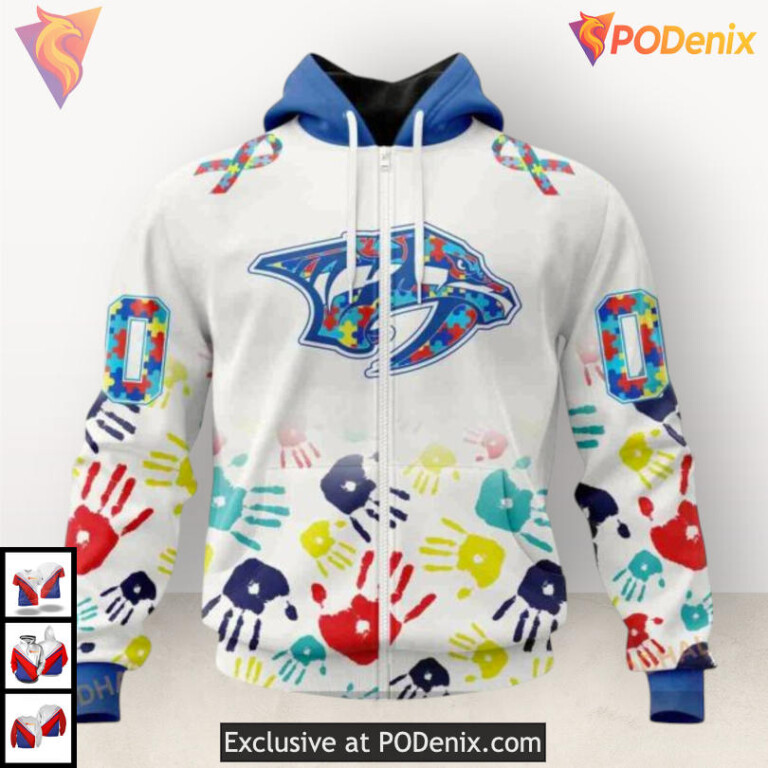 Autism Awareness Design Custom Nashville Predators Mens Hoodie Sweatshirt 3D - 1