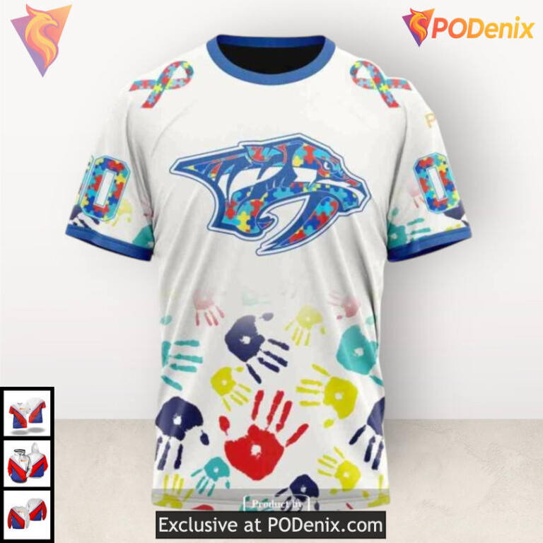 Autism Awareness Design Custom Nashville Predators Mens Hoodie Sweatshirt 3D - 3
