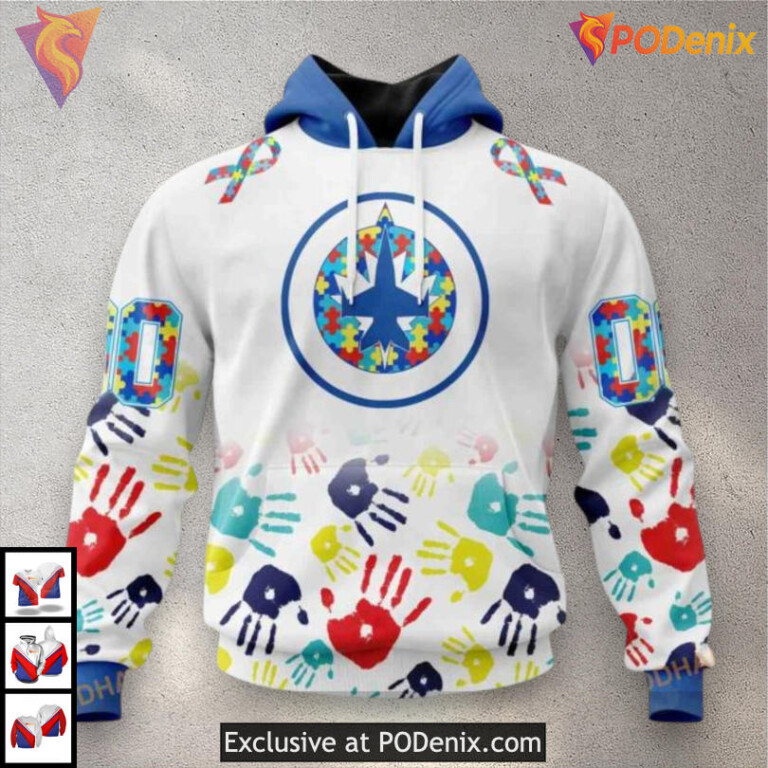 Autism Awareness Tribute Style Winnipeg Jets Winter Hoodie Custom Team Gear