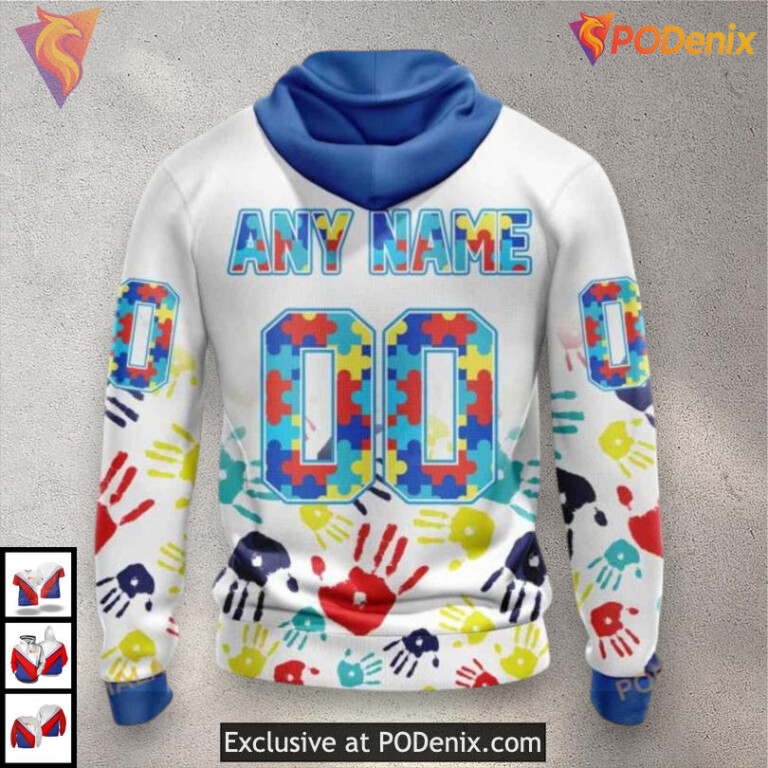 Autism Awareness Tribute Style Winnipeg Jets Winter Hoodie Custom Team Gear - 1