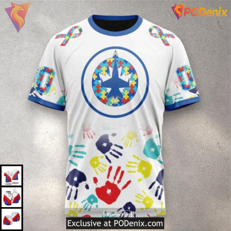 Autism Awareness Tribute Style Winnipeg Jets Winter Hoodie Custom Team Gear - 2