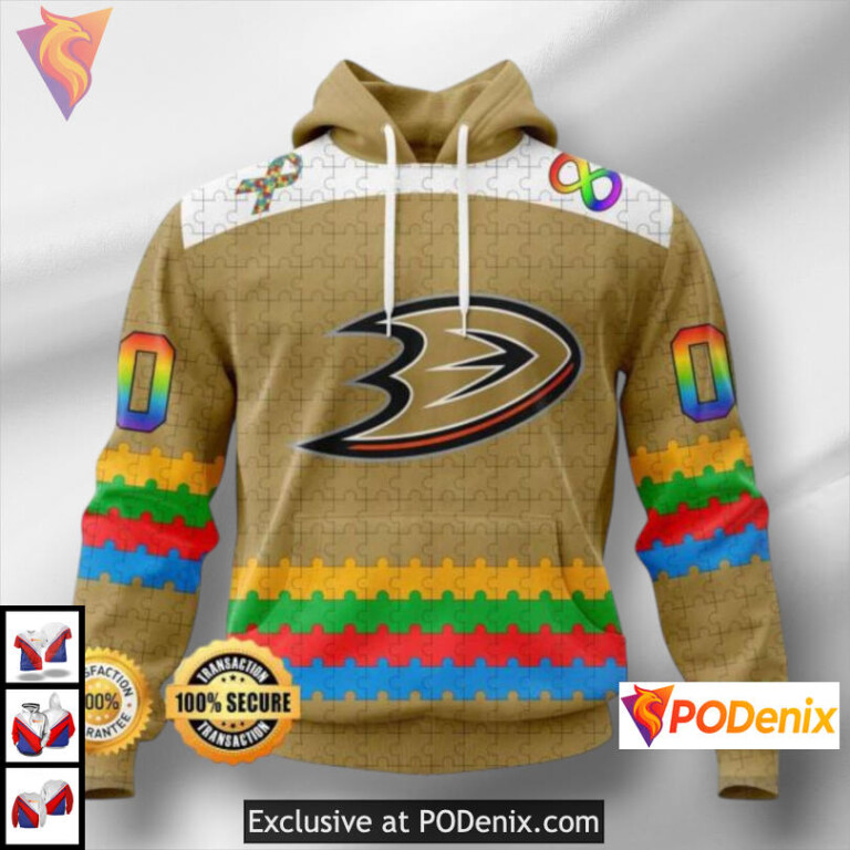 Autism Awareness Edition Anaheim Ducks All Over Print Hoodie For Fans Custom Design