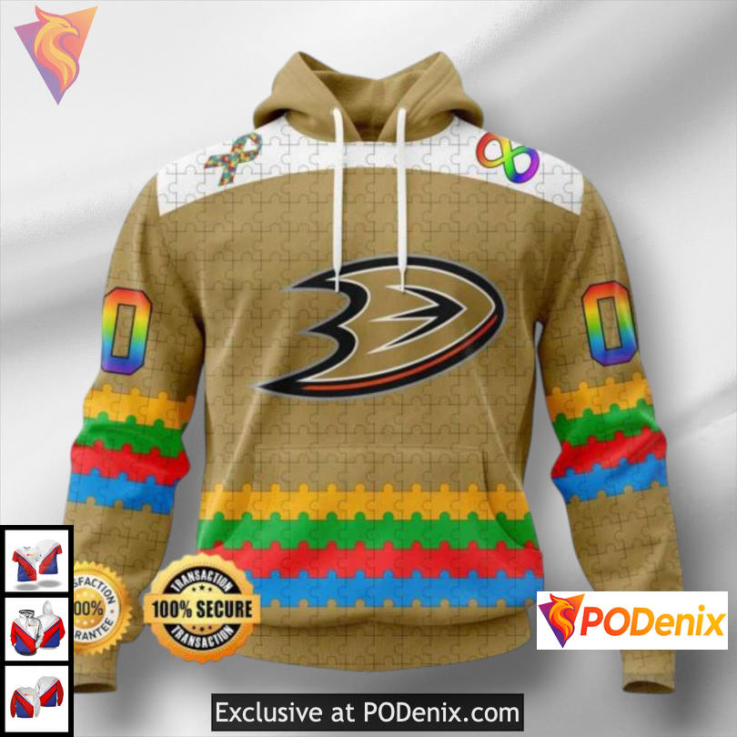 Autism Awareness Edition Anaheim Ducks All Over Print Hoodie For Fans Custom Design Autism Awareness Edition Anaheim Ducks All Over Print Hoodie For Fans Custom Design