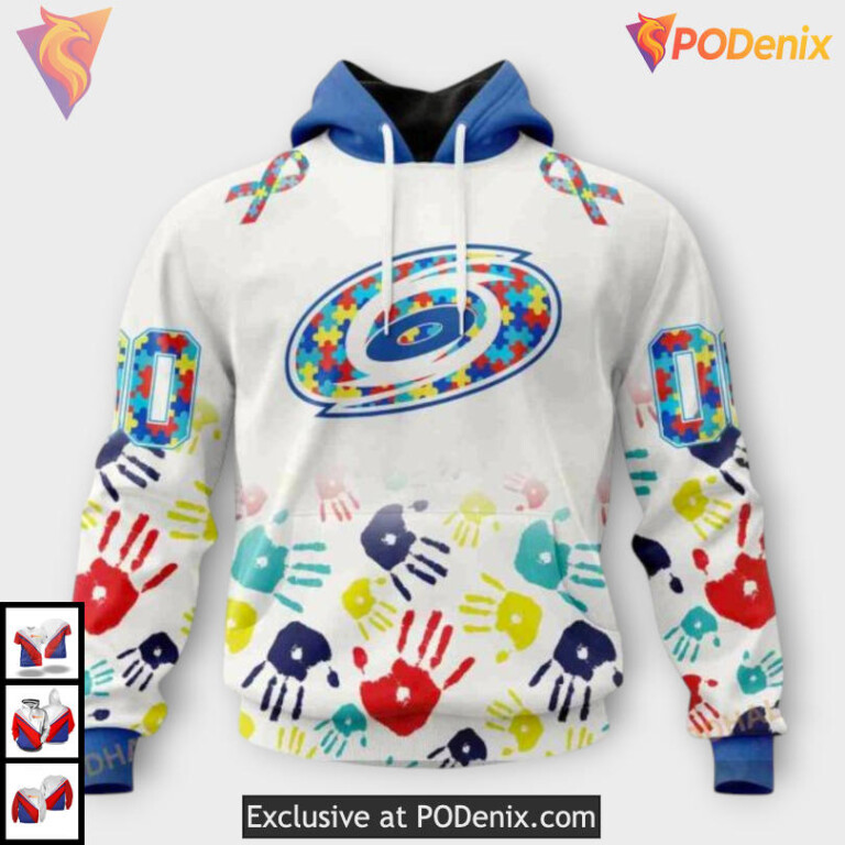 Autism Awareness Graphic Tribute Vintage Carolina Hurricanes Hoodie Custom 3D