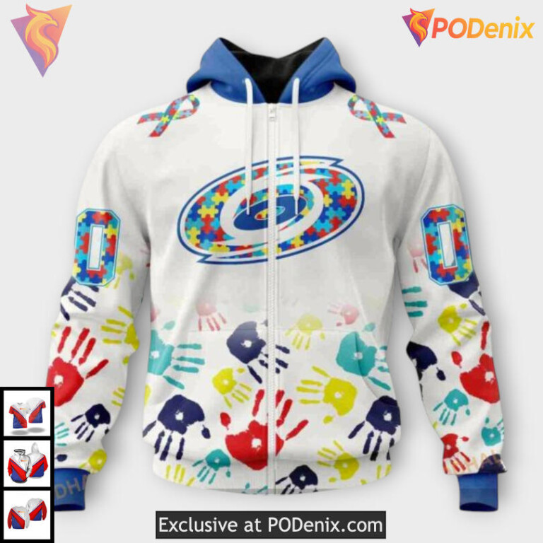 Autism Awareness Graphic Tribute Vintage Carolina Hurricanes Hoodie Custom 3D - 1