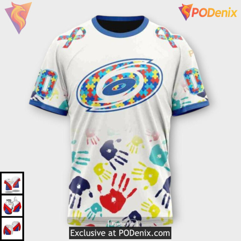 Autism Awareness Graphic Tribute Vintage Carolina Hurricanes Hoodie Custom 3D - 3