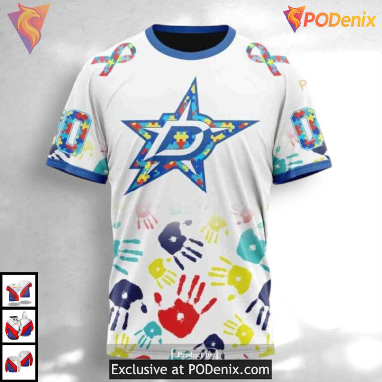 Autism Awareness Graphic Tribute Vintage Dallas Stars Hoodie Custom 3D - 3