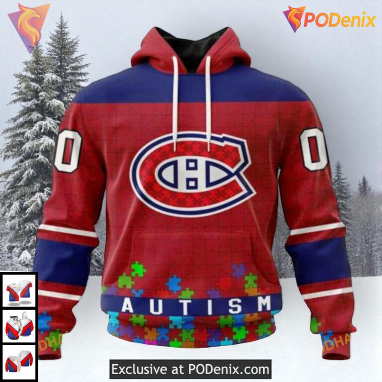 Autism Awareness Hockey Tribute NHL Custom Name Montreal Canadiens Hoodie 3D