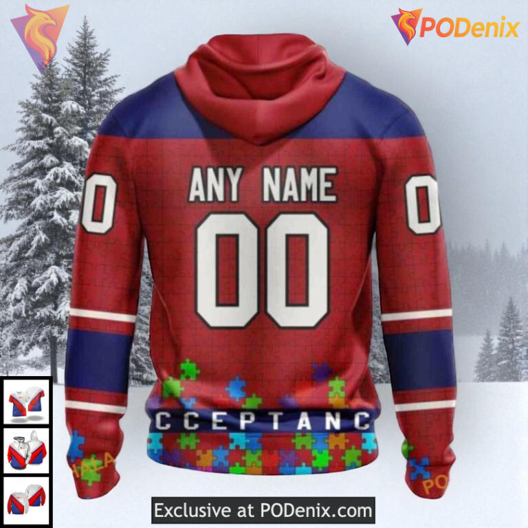 Autism Awareness Hockey Tribute NHL Custom Name Montreal Canadiens Hoodie 3D - 1