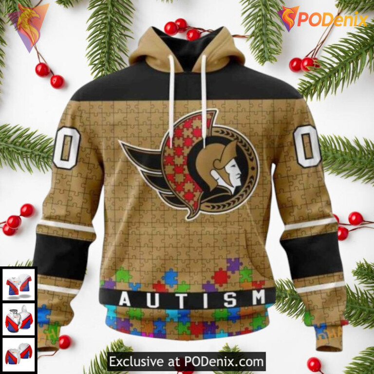 Autism Awareness Hockey Tribute NHL Ottawa Senators Personalized 3D Hoodie