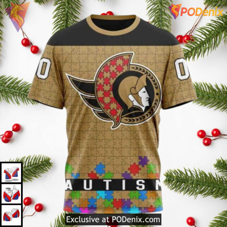 Autism Awareness Hockey Tribute NHL Ottawa Senators Personalized 3D Hoodie - 2