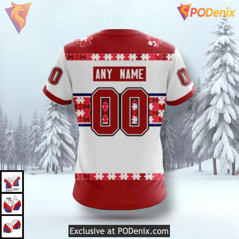 Autism Awareness Name Number Edition NHL Montreal Canadiens Christmas Hoodie 3D - 3
