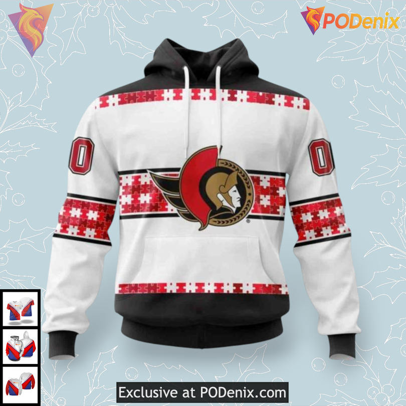 Autism Awareness Name Number Edition NHL Ottawa Senators Christmas Hoodie 3D