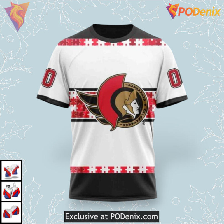 Autism Awareness Name Number Edition NHL Ottawa Senators Christmas Hoodie 3D - 2