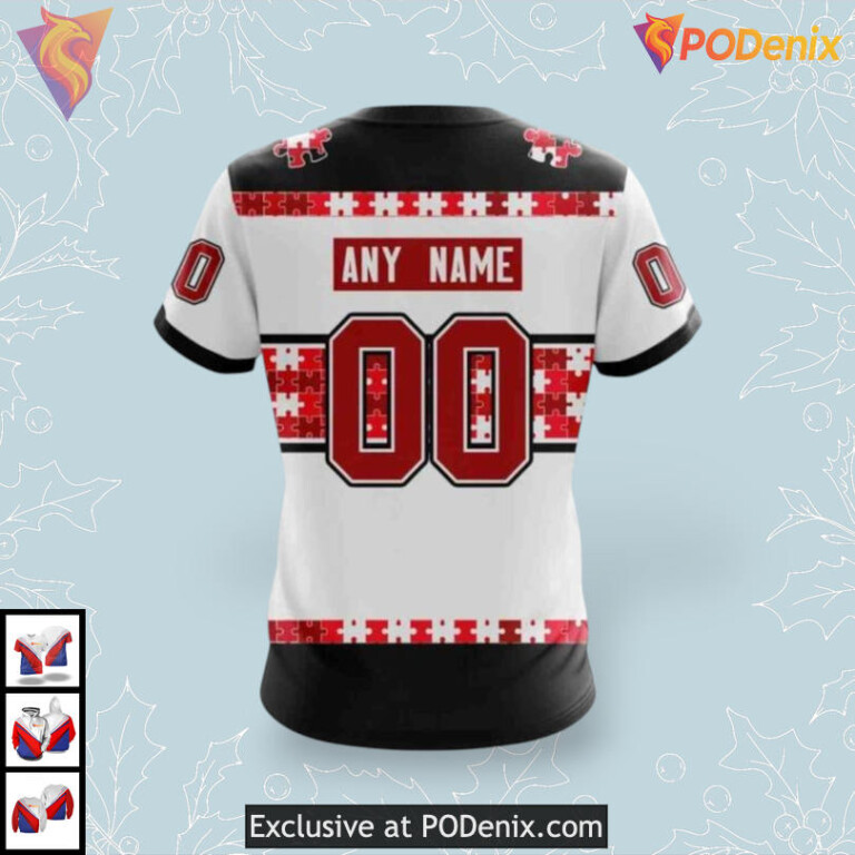 Autism Awareness Name Number Edition NHL Ottawa Senators Christmas Hoodie 3D - 3