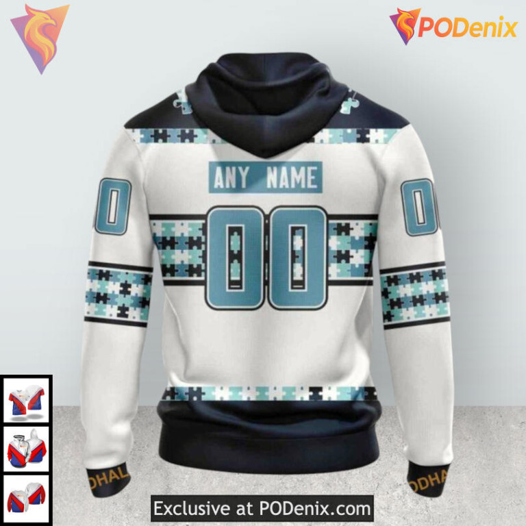 Autism Awareness Name Number Tribute Custom Seattle Kraken Winter Hoodie 3D - 1