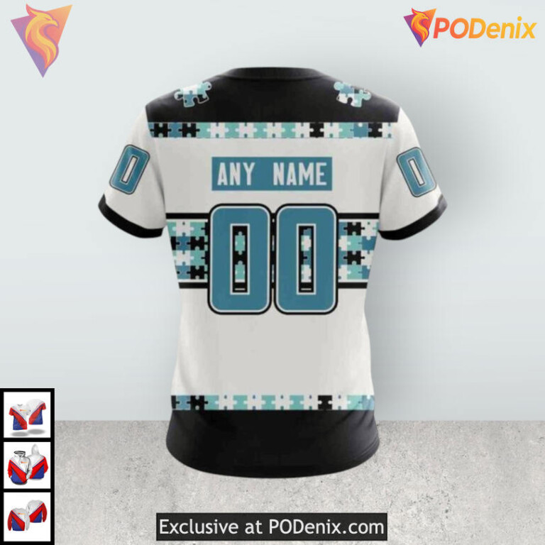 Autism Awareness Name Number Tribute Custom Seattle Kraken Winter Hoodie 3D - 3