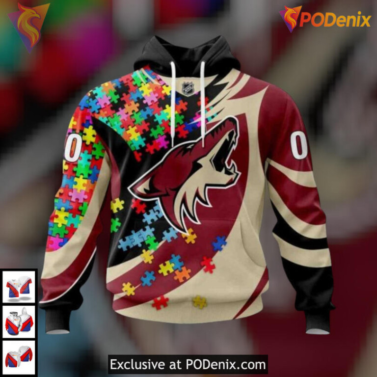 Autism Awareness Personalized Design Arizona Coyotes All Over Print Hoodie