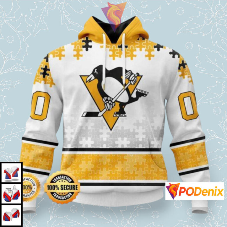 Autism Awareness Puzzle Concept Custom Pittsburgh Penguins Pullover Hoodie NHL Edition