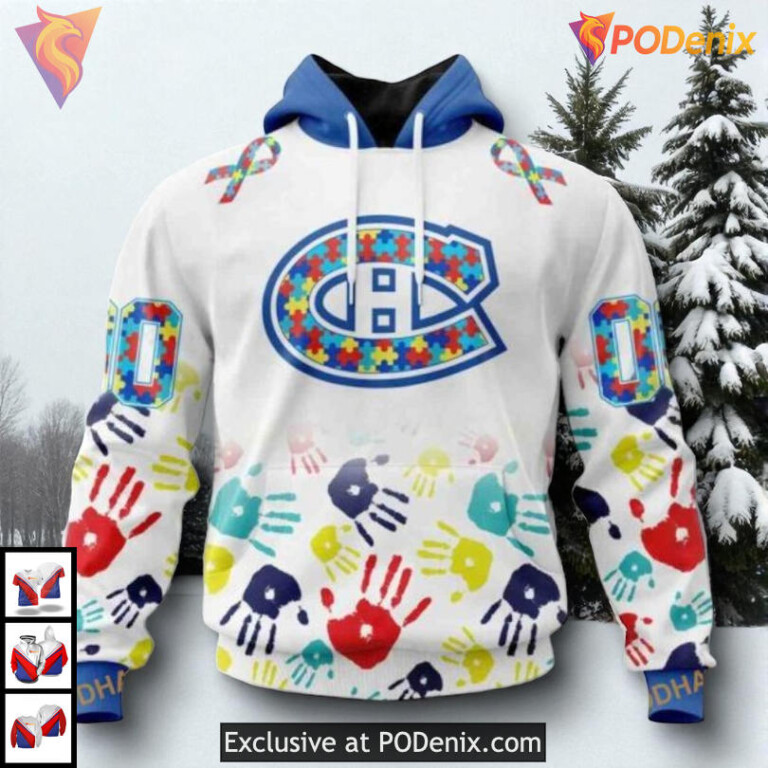 Autism Awareness Puzzle Design NHL Montreal Canadiens Zip Up Hoodie 3D
