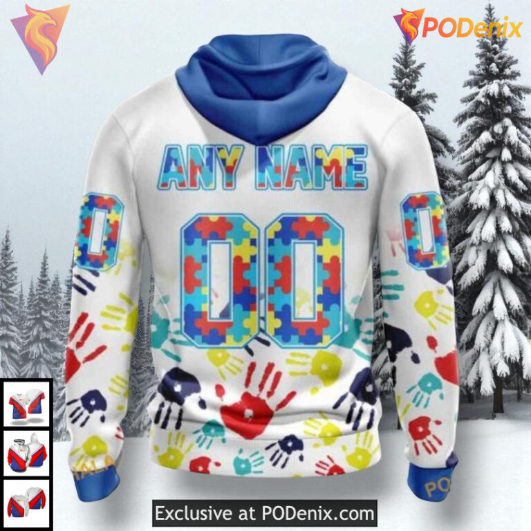 Autism Awareness Puzzle Design NHL Montreal Canadiens Zip Up Hoodie 3D - 1