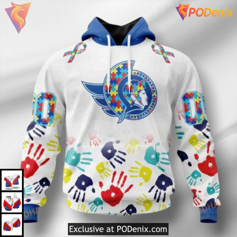 Autism Awareness Puzzle Design NHL Ottawa Senators Christmas Hoodie 3D