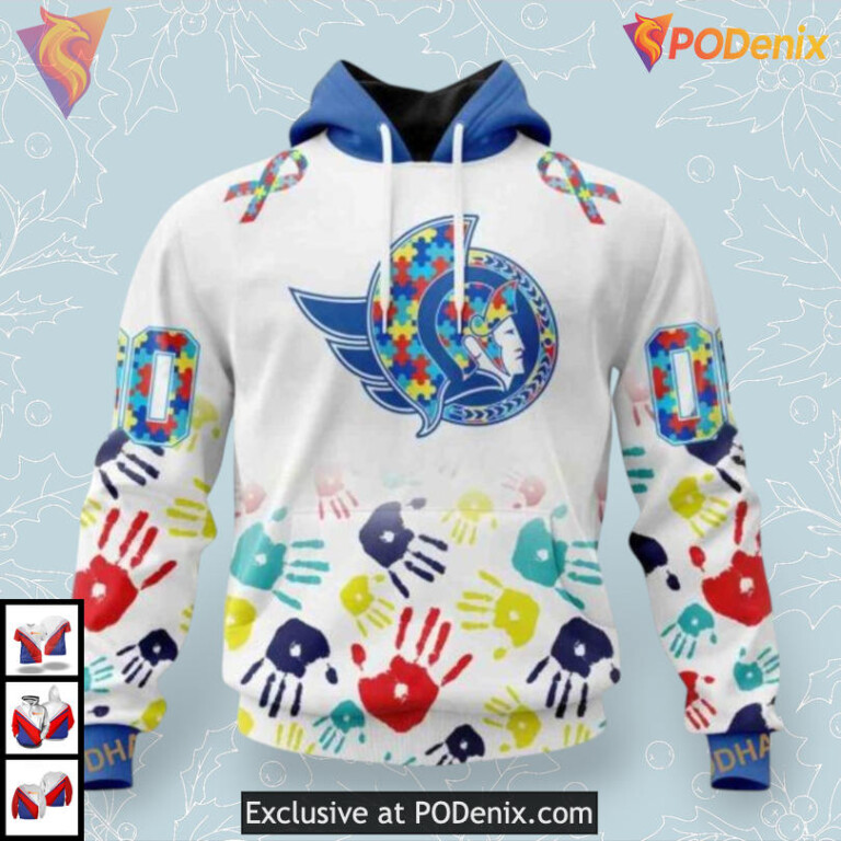 Autism Awareness Puzzle Design NHL Ottawa Senators Zip Up Hoodie 3D