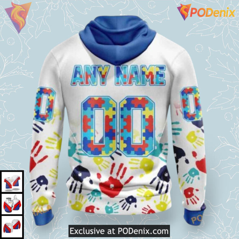 Autism Awareness Puzzle Design NHL Ottawa Senators Zip Up Hoodie 3D - 1