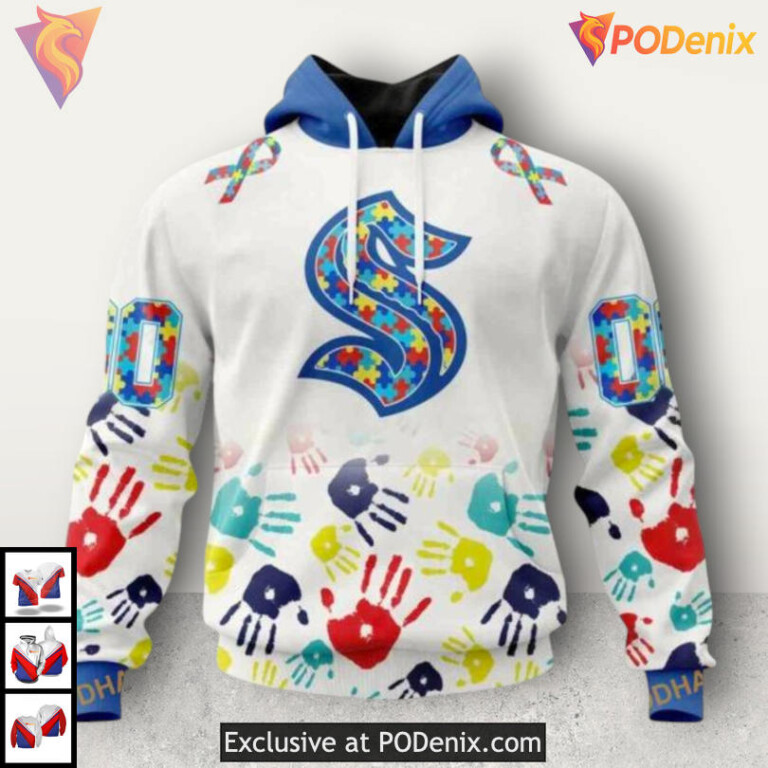 Autism Awareness Puzzle Design NHL Seattle Kraken Holiday Hoodie 3D