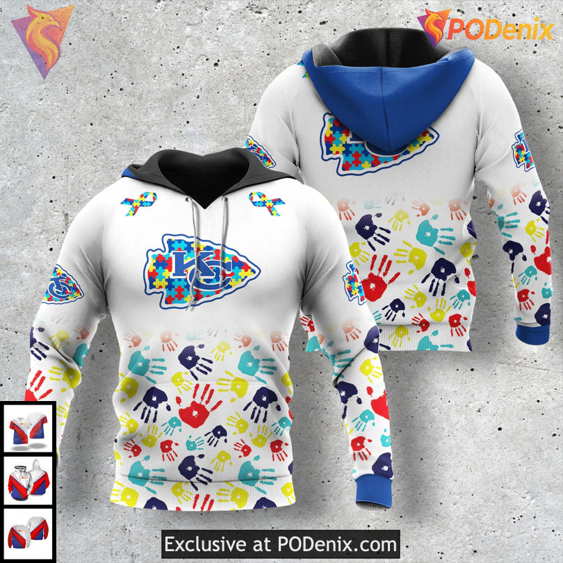 Autism Awareness Puzzle Pattern Kansas City Chiefs Hoodie 3D Custom Support Wear Autism Awareness Puzzle Pattern Kansas City Chiefs Hoodie 3D Custom Support Wear