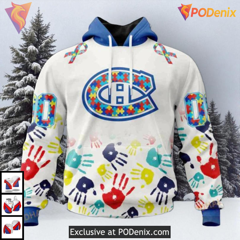 Autism Awareness Puzzle Pattern NHL Montreal Canadiens Holiday Hoodie 3D