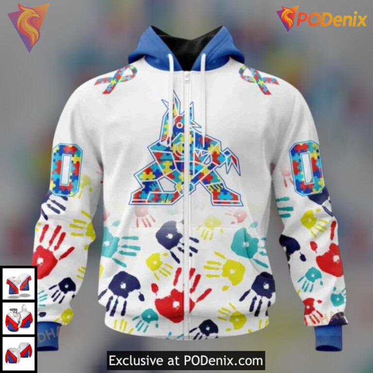 Autism Awareness Special Edition Arizona Coyotes 3D Hoodie Custom Design - 1