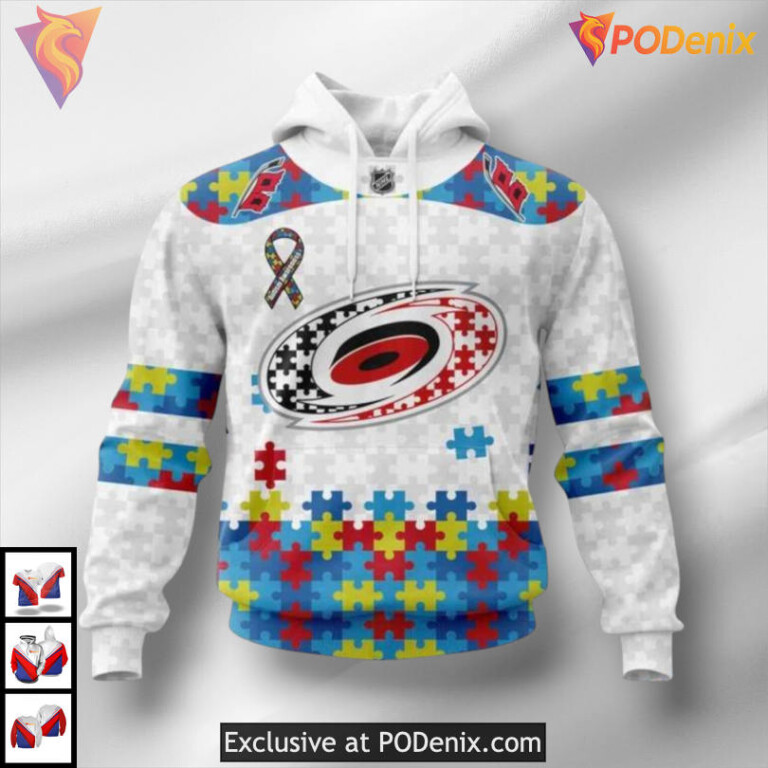 Autism Awareness Support Edition Carolina Hurricanes Winter Hoodie Sweatshirt