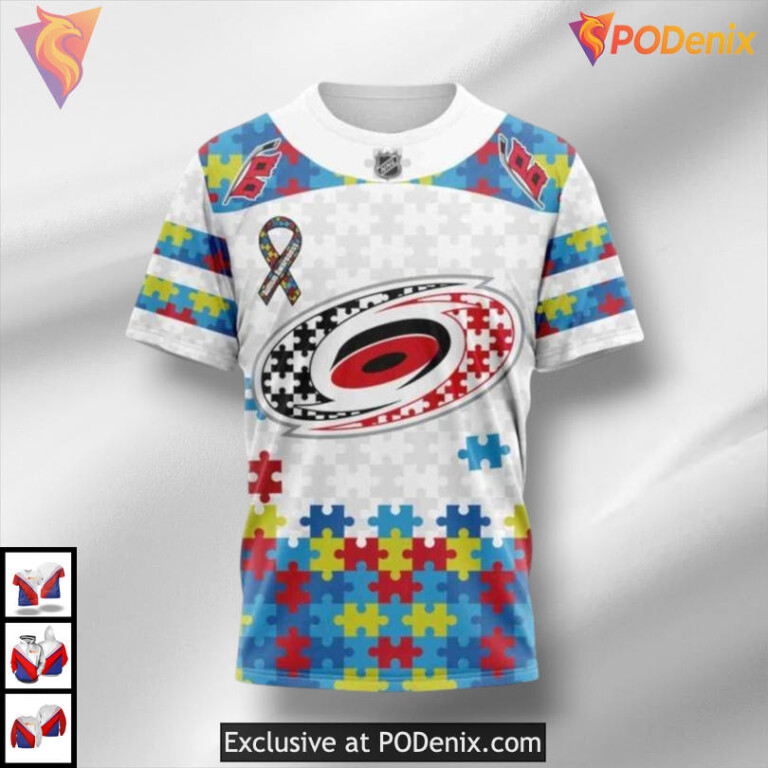 Autism Awareness Support Edition Carolina Hurricanes Winter Hoodie Sweatshirt - 2