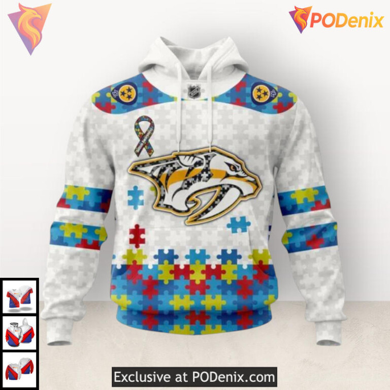 Autism Awareness Support Edition Nashville Predators Zip Up Hoodie Custom 3D