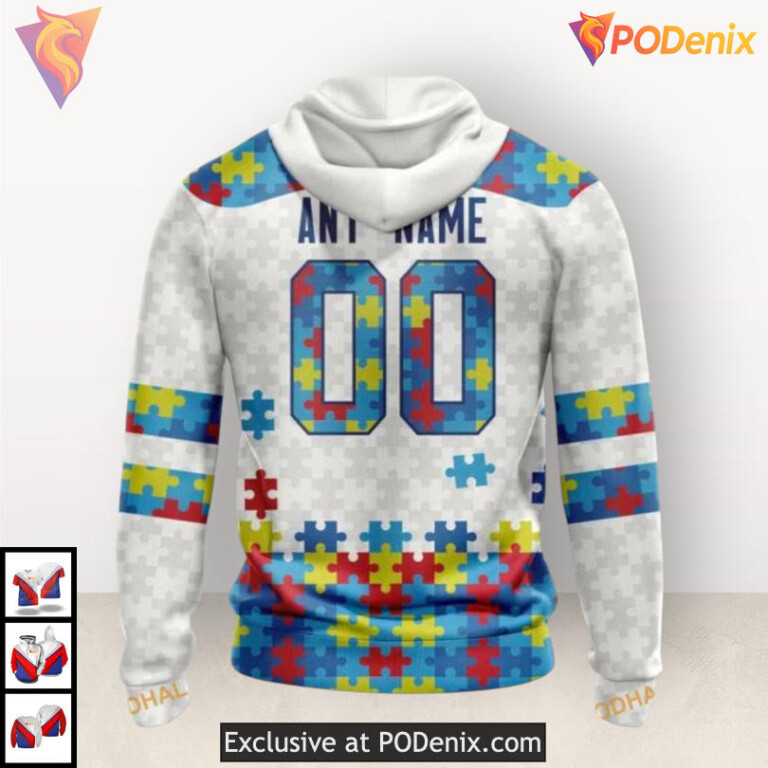 Autism Awareness Support Edition Nashville Predators Zip Up Hoodie Custom 3D - 1