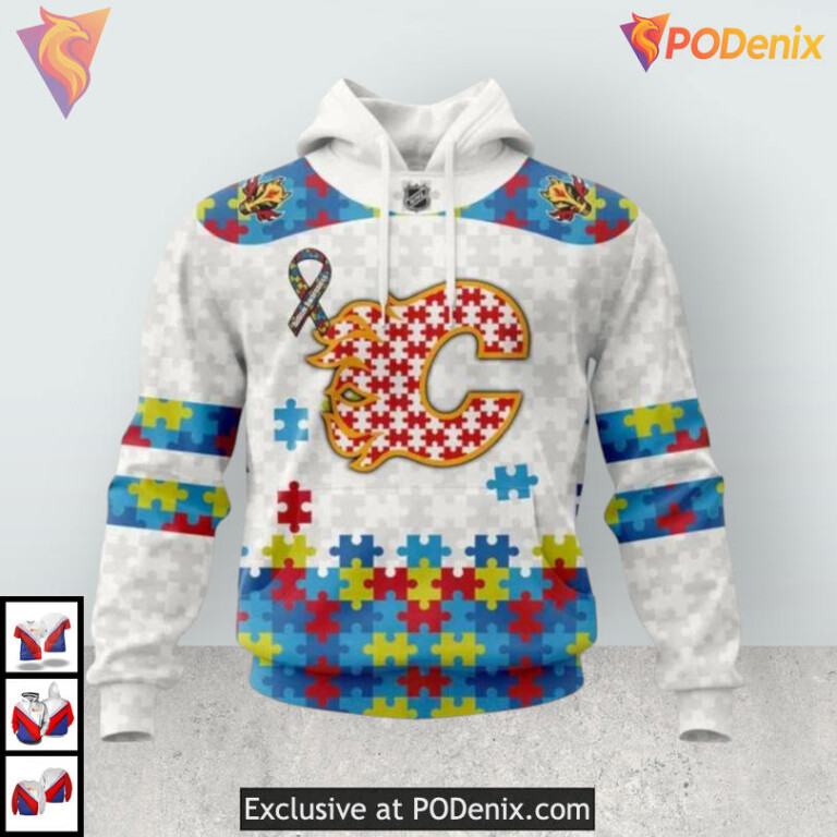 Autism Awareness Tribute Calgary Flames Mens Hoodie 3D Sweatshirt