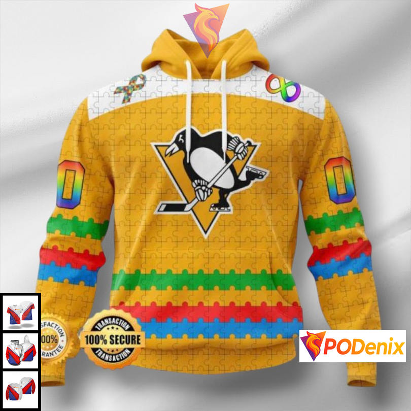 Autism Awareness Tribute Edition Custom Number Pittsburgh Penguins Hoodie NHL Design Autism Awareness Tribute Edition Custom Number Pittsburgh Penguins Hoodie NHL Design