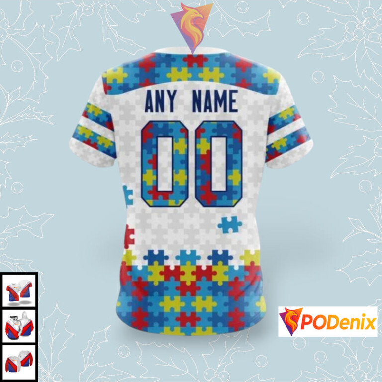 Autism Awareness Tribute Edition Custom Pittsburgh Penguins Winter Hoodie NHL 3D - 3